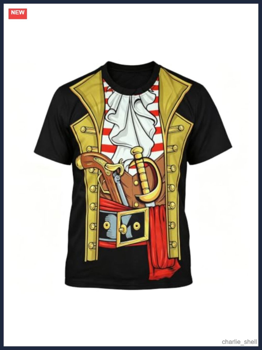 Pirate Costume Shirt Men Adult 3D Pirate Captain Print Cosplay Tee